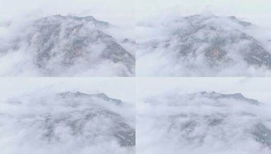 航拍泰山，云雾缭绕高清在线视频素材下载