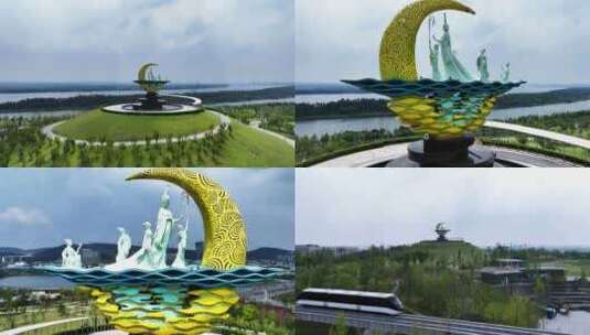 湖南长沙湘江女神公园雕像高清在线视频素材下载
