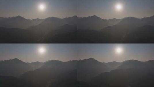 航拍晨雾笼罩着的西湖山脉高清在线视频素材下载
