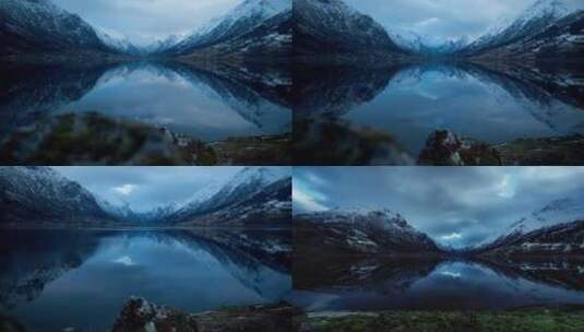 4k唯美雪山湖泊空镜头高清在线视频素材下载