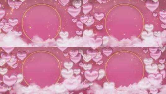 粉色的爱心屏幕动画情人节主题高清在线视频素材下载