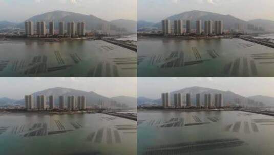 航拍福建漳州港海湾海上养殖高清在线视频素材下载
