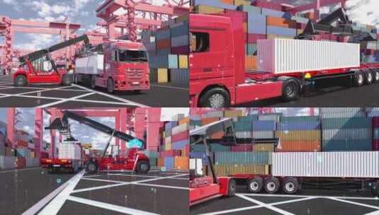 港口货物装卸高清在线视频素材下载