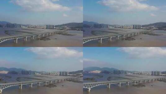 福建省福州三江口大桥闽江风光航拍高清在线视频素材下载