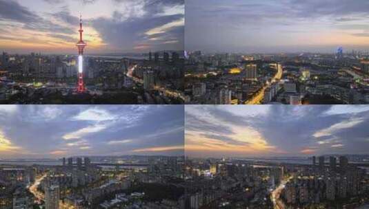 航拍南京夜景高清在线视频素材下载