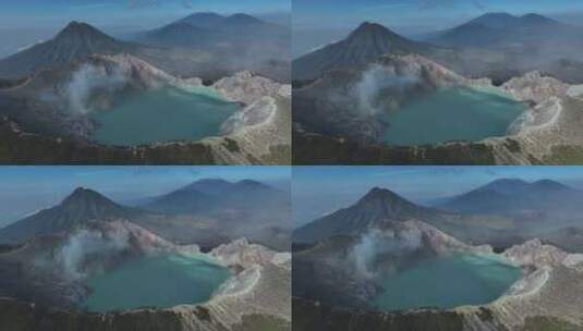 HDR印尼爪哇岛宜珍火山湖泊航拍自然风光高清在线视频素材下载