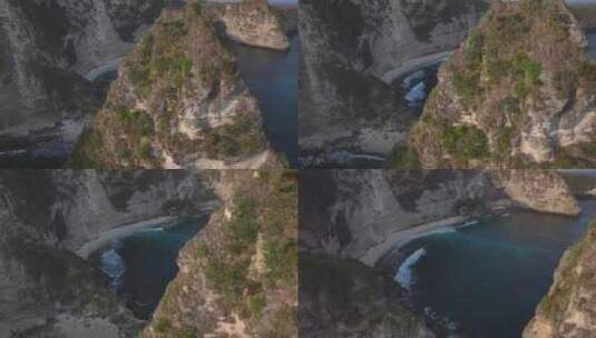 HDR印尼佩尼达岛悬崖航拍自然风光高清在线视频素材下载