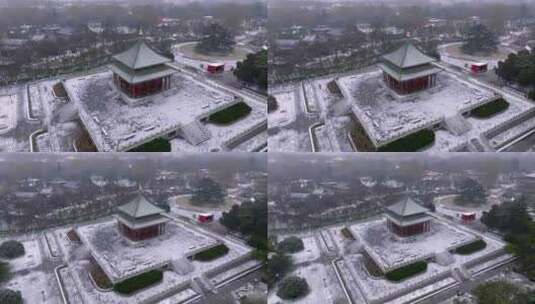 西安兴庆宫公园雪景高清在线视频素材下载