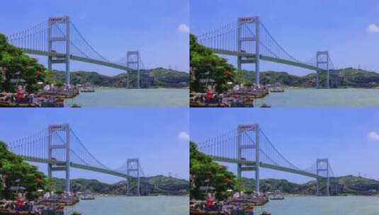 在妈屿岛上拍摄汕头海湾大桥壮观高清在线视频素材下载