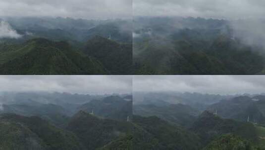 航拍清晨群山森林云雾高清在线视频素材下载