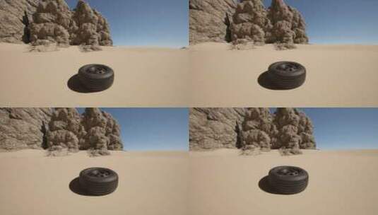坐在沙漠中央的轮胎高清在线视频素材下载