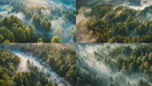 密林森林 云雾流动高清在线视频素材下载