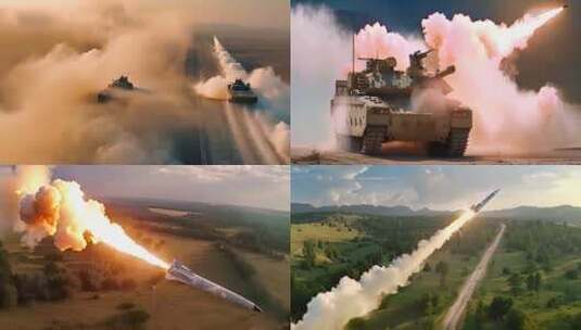 军事国防战争战场导弹发射素材原创高清在线视频素材下载