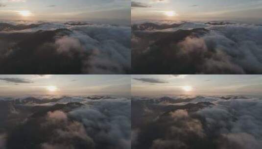 航拍大田顶大山森林云雾缭绕高清在线视频素材下载
