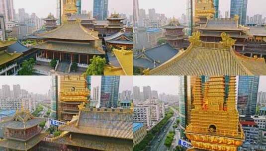 4K上海静安寺航拍片段2高清在线视频素材下载