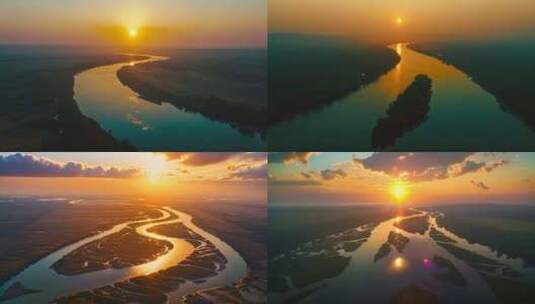 河流 夕阳2高清在线视频素材下载
