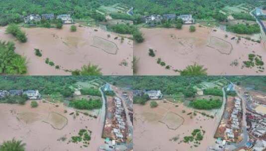 桂林阳朔暴雨漓江遇龙河河水暴涨高清在线视频素材下载