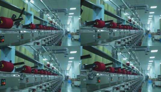 羊绒衫厂纺织厂纺纱车间高清在线视频素材下载