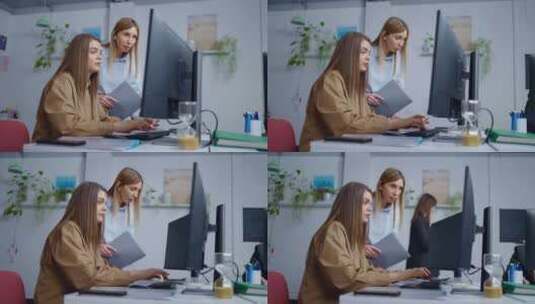 女经理和程序员讨论项目制作纠正女老板和员高清在线视频素材下载