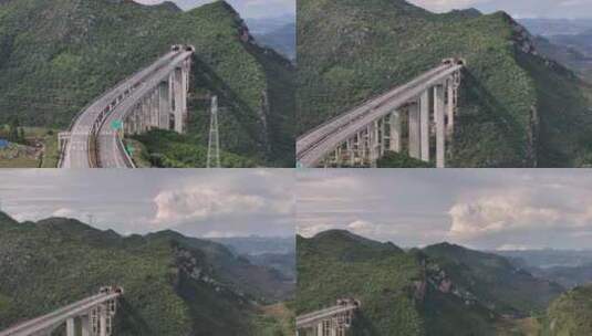 贵州高速服务区蓝天白云航拍高清在线视频素材下载