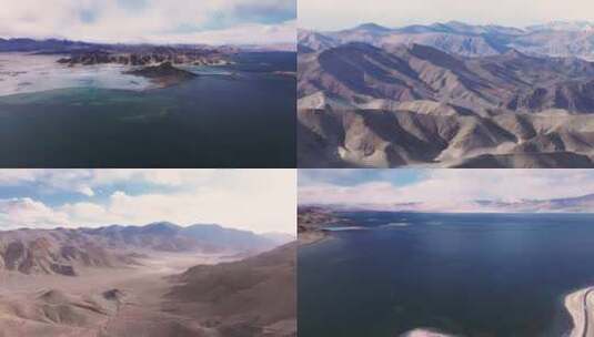 西藏阿里班公湖航拍（2023年12月）高清在线视频素材下载