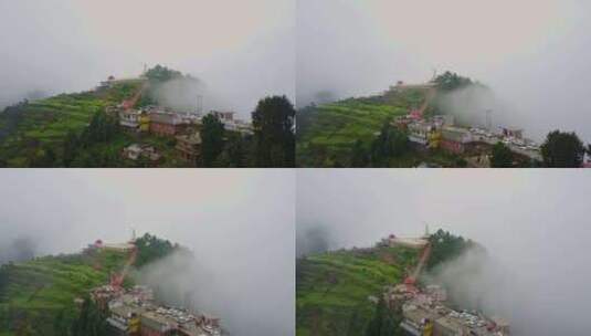 多云天空中Vaishno Devi寺庙的高清在线视频素材下载