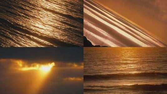 金色大海航拍海上日出日落唯美自然高清在线视频素材下载