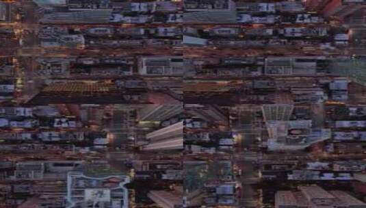 城市航拍纽约市中心夜景灯光摩天大楼高清在线视频素材下载