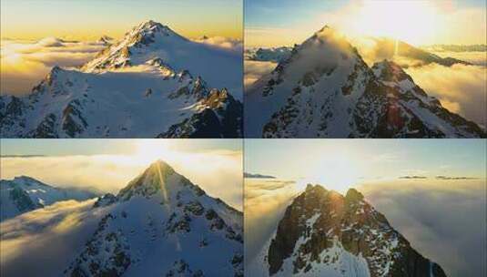 日照金山雪山日出云海唯美早晨清晨风景风光高清在线视频素材下载