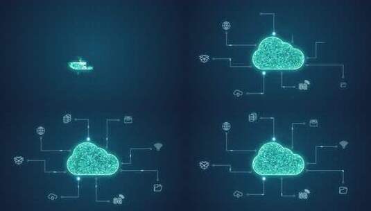 蓝色数字云连接线路连接和数据搬迁到未来图高清在线视频素材下载