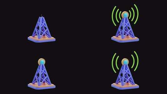 Alpha通道上无线塔的3D动画高清在线视频素材下载