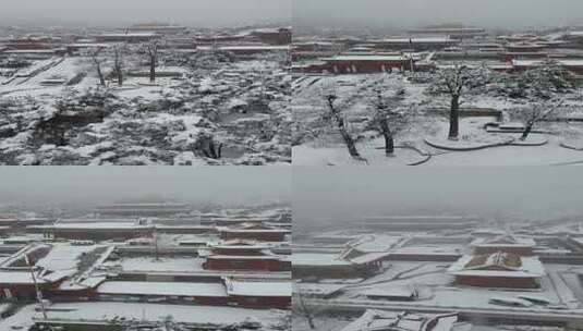 威海广福寺雪景航拍高清在线视频素材下载