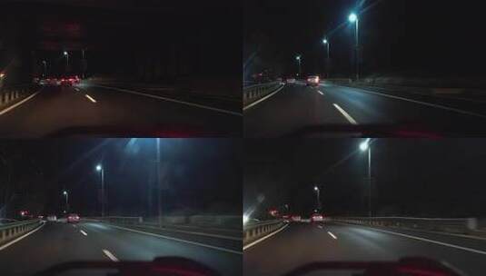 行驶 道路 第一视角 夜景 车辆高清在线视频素材下载