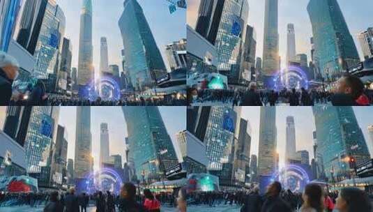 繁华都市中人群涌动的现代建筑景观高清在线视频素材下载