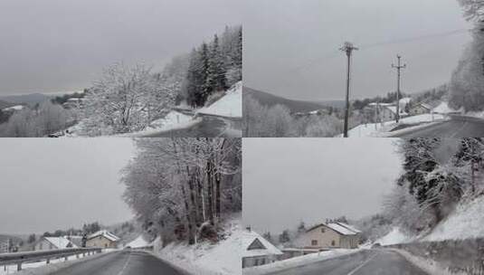 冬日积雪覆盖的乡村公路高清在线视频素材下载