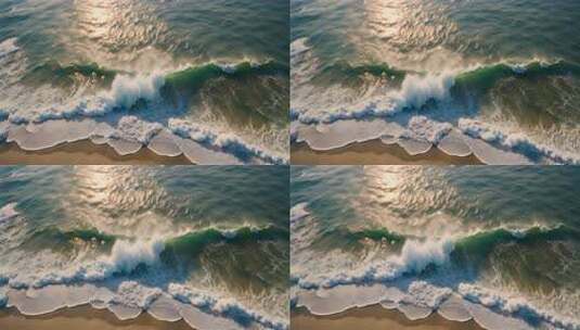 航拍海浪拍打沙滩画面高清在线视频素材下载