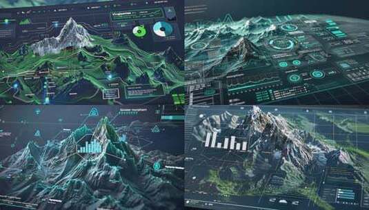 智慧矿山全息蓝图界面 科技赋能可视化山脉高清在线视频素材下载