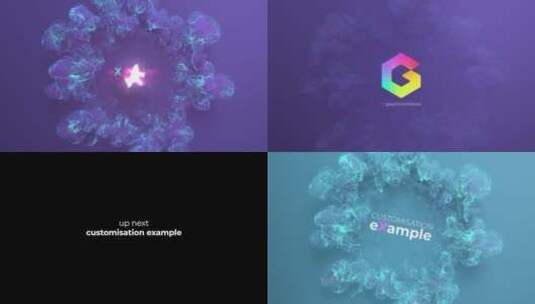 彩色抽象爆破烟雾粒子logo演绎AE模板高清AE视频素材下载