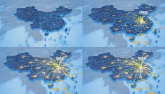 黄冈市团风县辐射全国网络地图ae模板高清AE视频素材下载