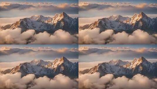 雪山云海壮丽全景高清在线视频素材下载