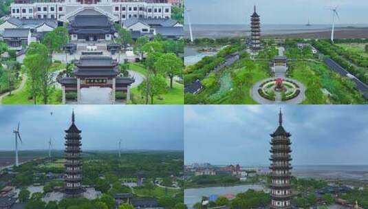 上海奉贤东海观音寺高清在线视频素材下载