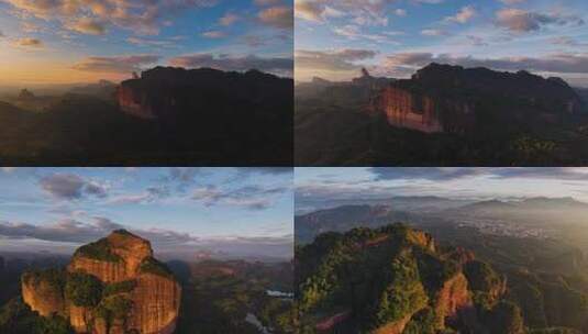 航拍韶关丹霞山晨韵高清在线视频素材下载