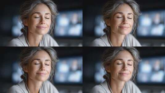 居家办公女性参与远程视频会议高清在线视频素材下载