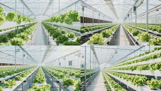 温室大棚内的蔬菜种植场景高清在线视频素材下载