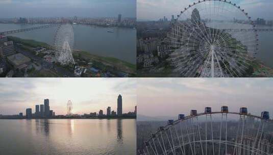 摩天轮航拍夜景4K高清在线视频素材下载