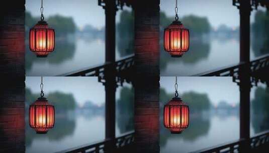 朦胧夜色下的中式灯笼静谧美好高清在线视频素材下载
