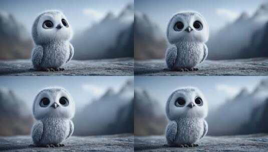 雪地萌宠：毛茸茸小猫头鹰的治愈凝视高清在线视频素材下载