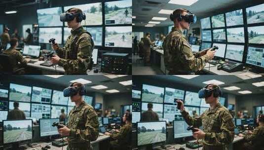 军人体验虚拟现实游戏高清在线视频素材下载