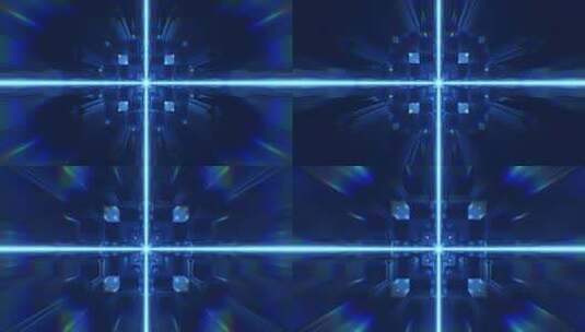 8K科幻穿梭蓝色极速十字光隧道高清在线视频素材下载