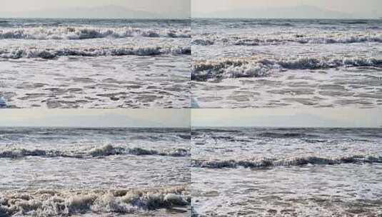 青岛栈桥海边的巨浪高清在线视频素材下载